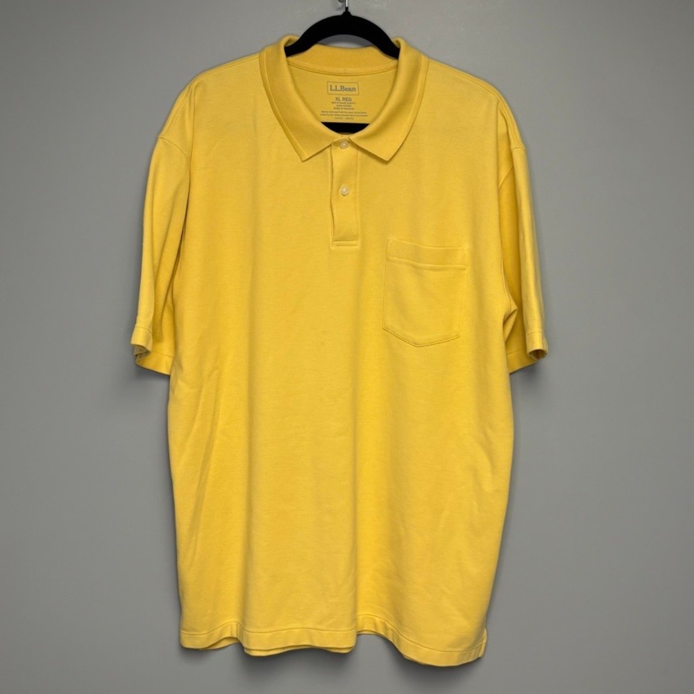 LOT OF 2 L.L. Bean‎ Yellow White Golf Breathable Cotton Polo Shirts Mens Sz XL - Picture 2 of 7